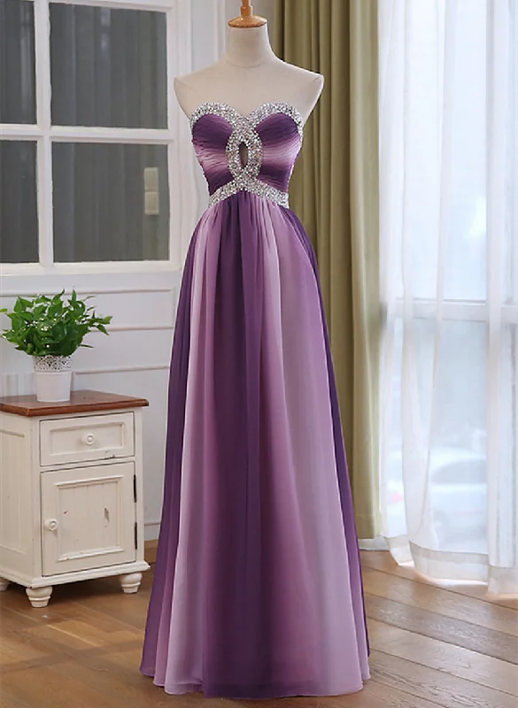 Chiffon Sweetheart Gradient Beaded Long Party Dress, A-line Chiffon Prom Dress Tunics Brand named Chiffon Sweetheart Gradient Beaded Long Party Dress, A-line Chiffon Prom Dress Tunics Brand named