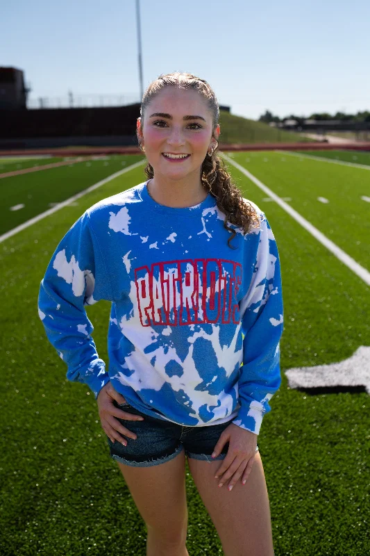 Patriots Bleached Sweatshirt-Blue Hoodie with Mesh Breathable Sporty