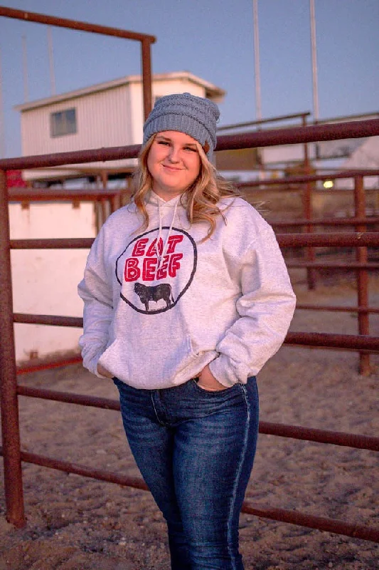 Eat beef hoodie Hoodie with Tied Waist Feminine Flattering
