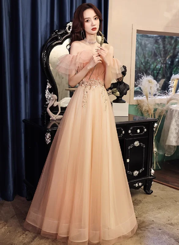 A-line Pink Floor Length Party Dress Prom Dress, Pink Off Shoulder Formal Dress Tunics Trousers formal A-line Pink Floor Length Party Dress Prom Dress, Pink Off Shoulder Formal Dress Tunics Trousers formal