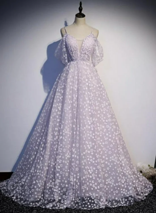 Glam Floral Tulle Off Shoulder Long Party Dress Formal Dress, Tulle Wedding Party Dresses Tunics Mesh breathable Glam Floral Tulle Off Shoulder Long Party Dress Formal Dress, Tulle Wedding Party Dresses Tunics Mesh breathable