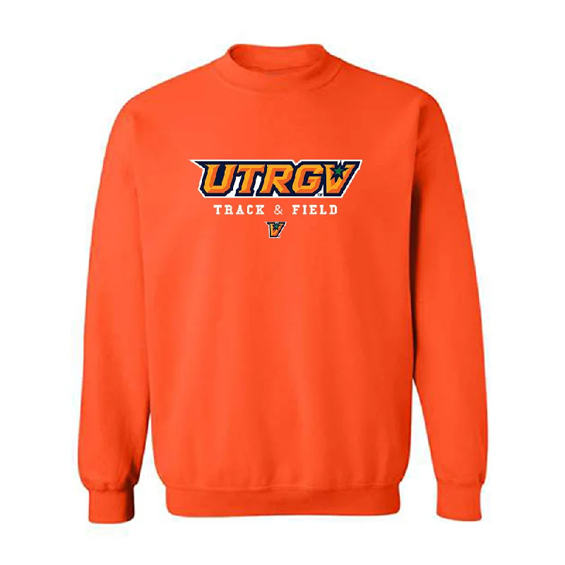 UTRGV - NCAA Women's Track & Field : Ashley Lingueno - Classic Shersey Crewneck Sweatshirt Hoodie with Belted Waist Structured Tailored