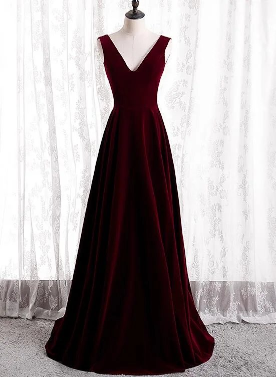 Beautiful Wine Red Simple Long A-ine Wedding Party Dress, Dark Red Prom Dresses Glittery Long Formal Beautiful Wine Red Simple Long A-ine Wedding Party Dress, Dark Red Prom Dresses Glittery Long Formal