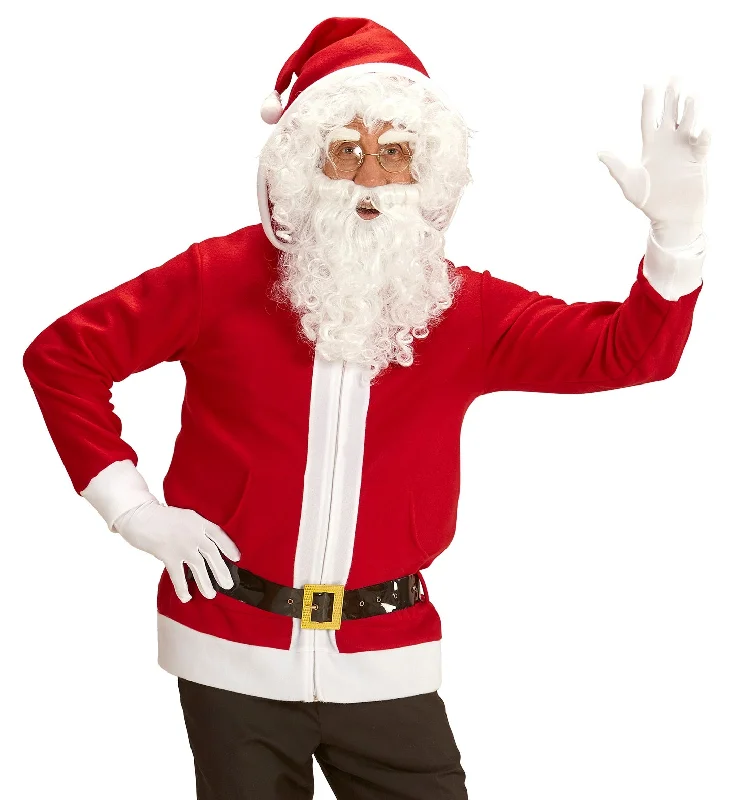 Santa Claus Christmas Hoodie Hoodie with Side Slits Relaxed Casual