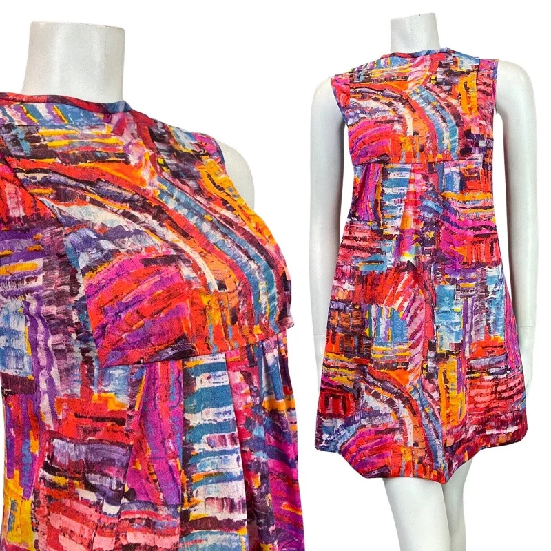 VTG 60s 70s PINK PURPLE BLUE YELLOW PSYCHEDELIC MOD EMPIRE TENT DRESS 12 14 Tunics Occasion special VTG 60s 70s PINK PURPLE BLUE YELLOW PSYCHEDELIC MOD EMPIRE TENT DRESS 12 14 Tunics Occasion special