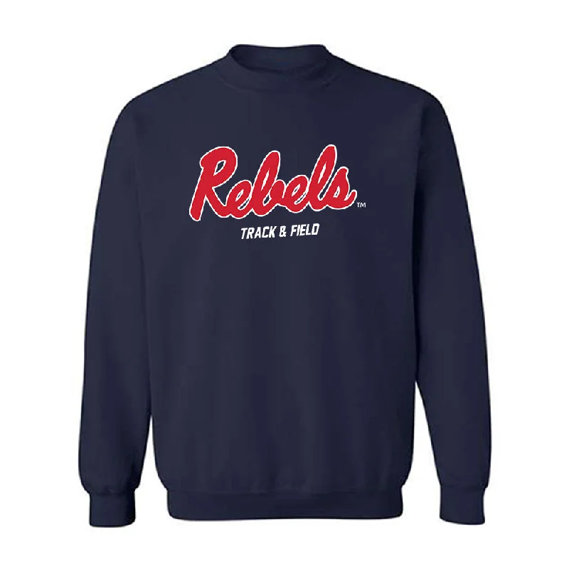 Ole Miss - NCAA Women's Track & Field : Akaomachukwu Odeluga - Replica Shersey Crewneck Sweatshirt Hoodie with Hem Raw Edge Edgy Unfinished Ole Miss - NCAA Women's Track & Field : Akaomachukwu Odeluga - Replica Shersey Crewneck Sweatshirt Hoodie with Hem Raw Edge Edgy Unfinished