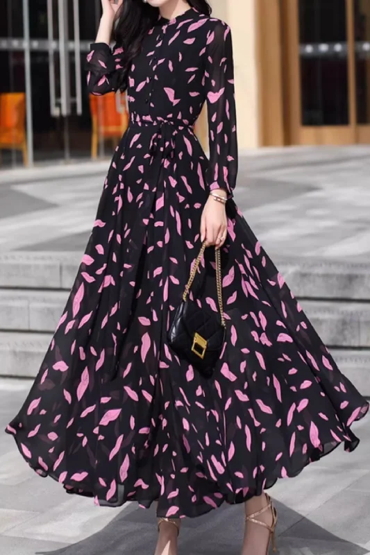 Swing long printed summer chiffon dress 5096 Tunics Leisure comfortable