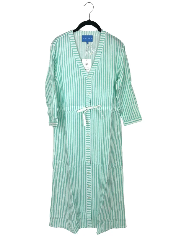 Teal And White Adjustable Waist Long Dress - Size 0 - 16 Tunics Denim casual