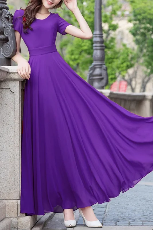 Swing a line maxi summer beach chiffon dress 5154 Tunics Corduroy durable