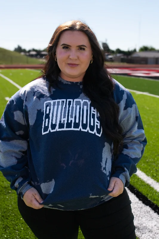 Bulldogs Bleached Sweatshirt-Navy Hoodie with Pastel Soft Subtle