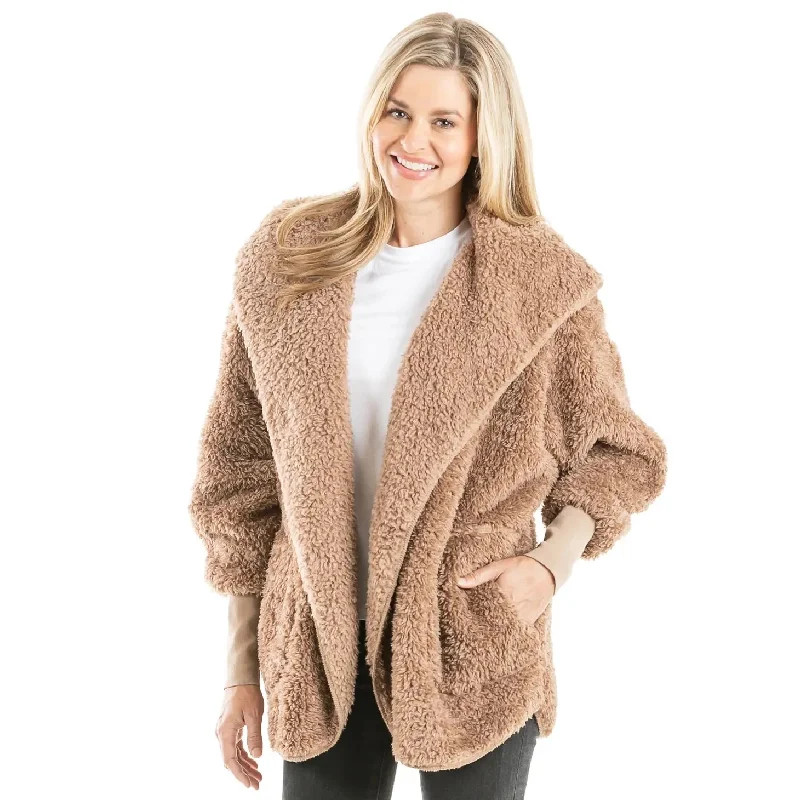 Brown Sherpa Lightweight Body Wrap with Hoodie and Pockets Hoodie with Logo Branding Identity Brown Sherpa Lightweight Body Wrap with Hoodie and Pockets Hoodie with Logo Branding Identity