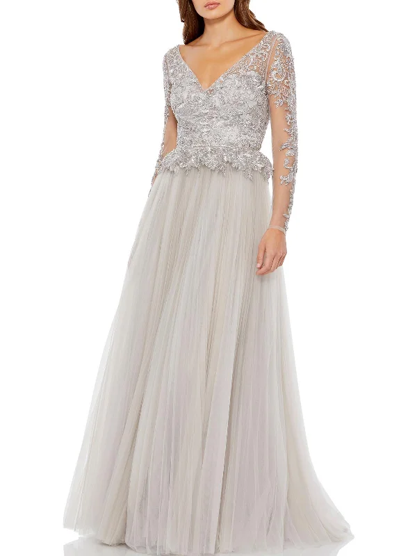 Womens Beaded Maxi Evening Dress Tunics Fall fleece