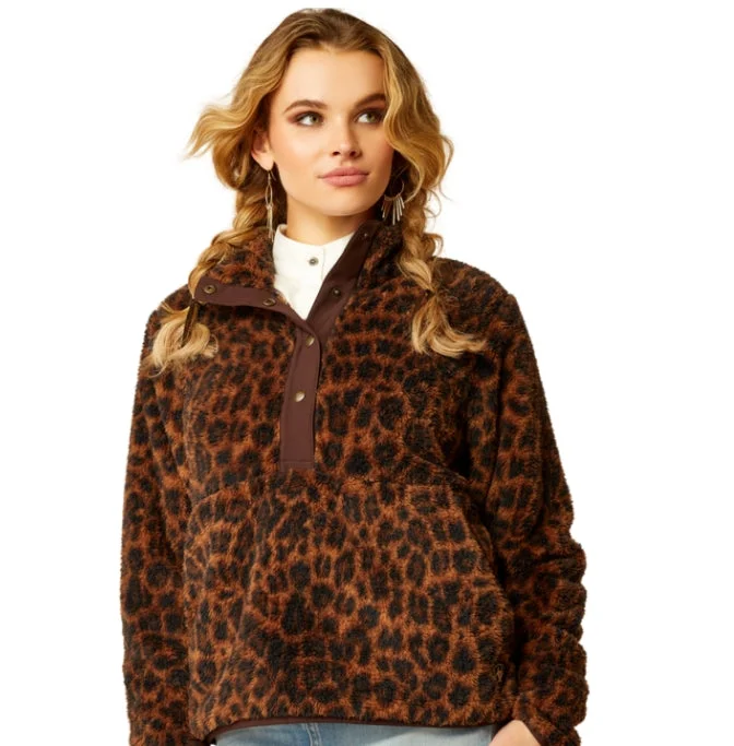 Ariat Ladies Berber Snap Front Sweatshirt Leopard Hoodie with Gradient Ombre Colorful Ariat Ladies Berber Snap Front Sweatshirt Leopard Hoodie with Gradient Ombre Colorful