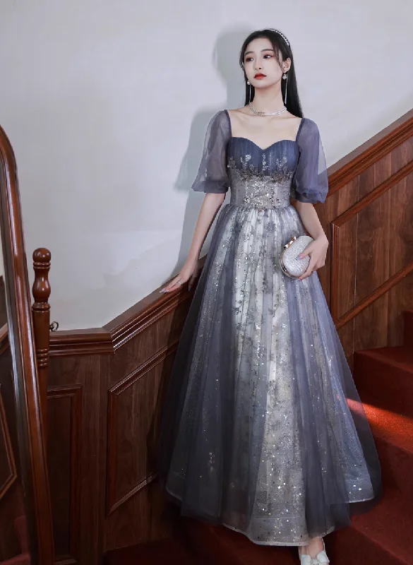 Lovely Short Sleeves Tulle with Lace Formal Dress, A-line Evening Dress Party Dress Tunics Denim casual Lovely Short Sleeves Tulle with Lace Formal Dress, A-line Evening Dress Party Dress Tunics Denim casual