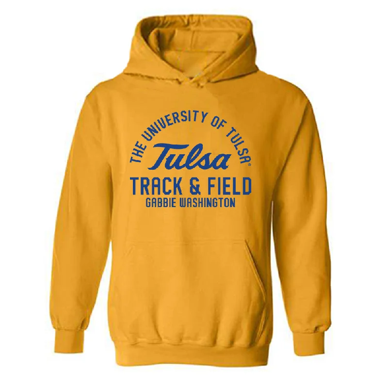 Tulsa - NCAA Women's Track & Field : Gabbie Washington - Classic Fashion Shersey Hooded Sweatshirt Hoodie with Hem Raw Edge Edgy Unfinished Tulsa - NCAA Women's Track & Field : Gabbie Washington - Classic Fashion Shersey Hooded Sweatshirt Hoodie with Hem Raw Edge Edgy Unfinished