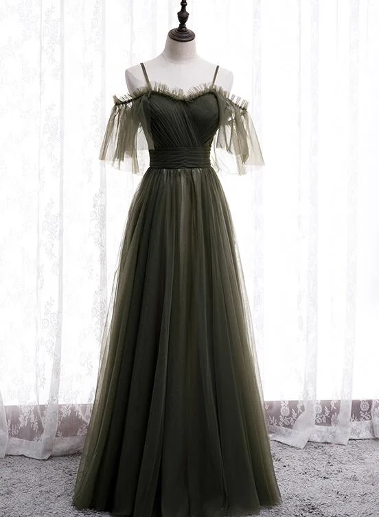 Simple Sweetheart Straps Tulle A-line Prom Dresses, Long Evening Party Dresses Tunics Satin smooth Simple Sweetheart Straps Tulle A-line Prom Dresses, Long Evening Party Dresses Tunics Satin smooth
