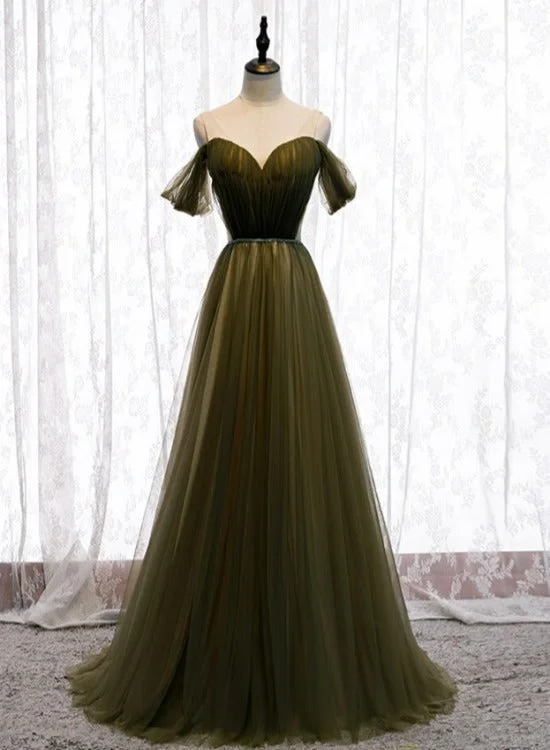 Off Shoulder Tulle Sweetheart Floor Length Long Party Dress, A-line Wedding Party Dresses Tunics stripes playful Off Shoulder Tulle Sweetheart Floor Length Long Party Dress, A-line Wedding Party Dresses Tunics stripes playful