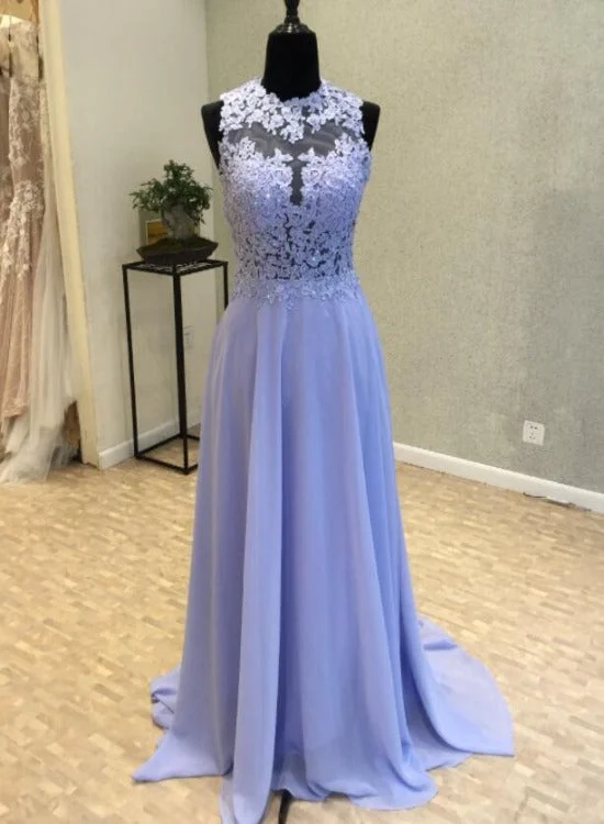 Simple Light Purple Chiffon O-Neck Sleeveless Floor Length, Lace Chiffon A-Line Prom Party Dresses Tunics Mesh breathable Simple Light Purple Chiffon O-Neck Sleeveless Floor Length, Lace Chiffon A-Line Prom Party Dresses Tunics Mesh breathable