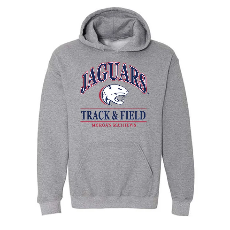 South Alabama - NCAA Women's Track & Field : Morgan Mathews - Classic Fashion Shersey Hooded Sweatshirt Hoodie with Magnetic Closure Innovative Modern South Alabama - NCAA Women's Track & Field : Morgan Mathews - Classic Fashion Shersey Hooded Sweatshirt Hoodie with Magnetic Closure Innovative Modern