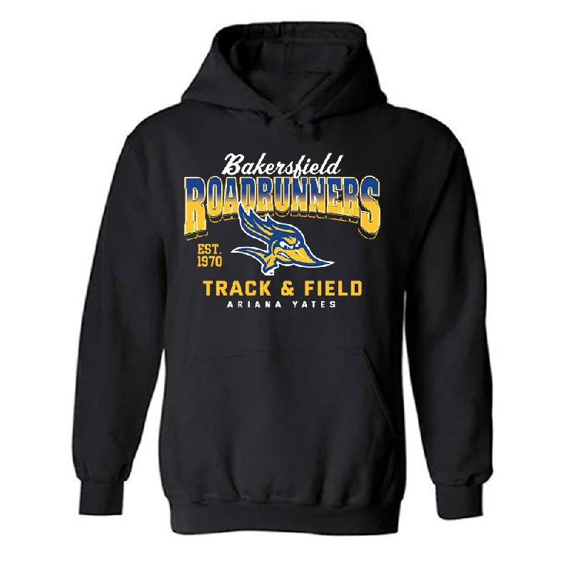 CSU Bakersfield - NCAA Women's Track & Field : Ariana Yates - Classic Fashion Shersey Hooded Sweatshirt Hoodie with Pattern Geometric Abstract CSU Bakersfield - NCAA Women's Track & Field : Ariana Yates - Classic Fashion Shersey Hooded Sweatshirt Hoodie with Pattern Geometric Abstract