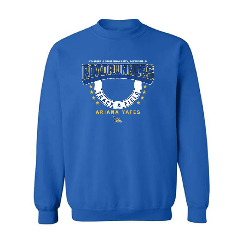 CSU Bakersfield - NCAA Women's Track & Field : Ariana Yates - Classic Fashion Shersey Crewneck Sweatshirt Hoodie with Color Block Contrast Stylish CSU Bakersfield - NCAA Women's Track & Field : Ariana Yates - Classic Fashion Shersey Crewneck Sweatshirt Hoodie with Color Block Contrast Stylish