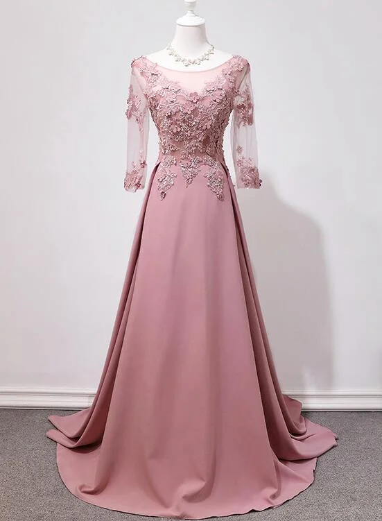 Pink Handmade Spandex Round Neckline Long Party Dress, Pink Prom Dress Tunics Solid Classic Pink Handmade Spandex Round Neckline Long Party Dress, Pink Prom Dress Tunics Solid Classic
