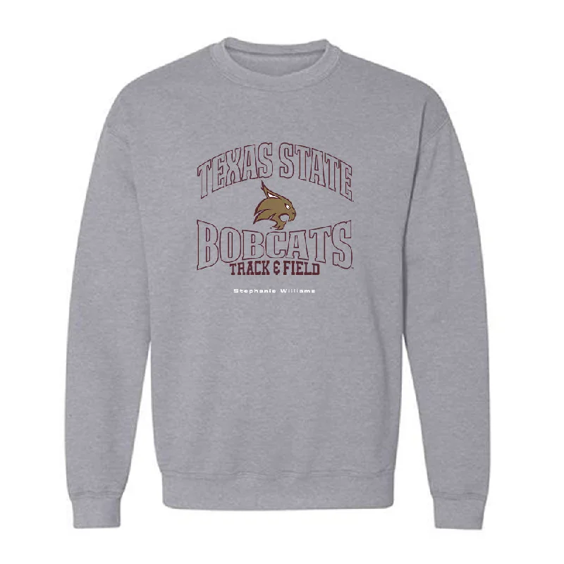 Texas State - NCAA Women's Track & Field : Stephanie Williams - Crewneck Sweatshirt Hoodie with Batwing Sleeves Loose Dramatic Texas State - NCAA Women's Track & Field : Stephanie Williams - Crewneck Sweatshirt Hoodie with Batwing Sleeves Loose Dramatic