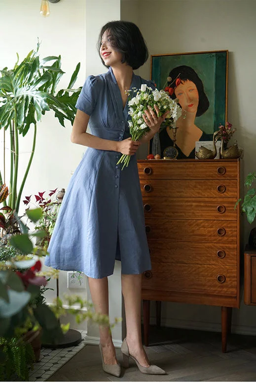 V neck summer dress ,Hepburn wind dress, 1950's dress for women J016 A-Line Day Work V neck summer dress ,Hepburn wind dress, 1950's dress for women J016 A-Line Day Work