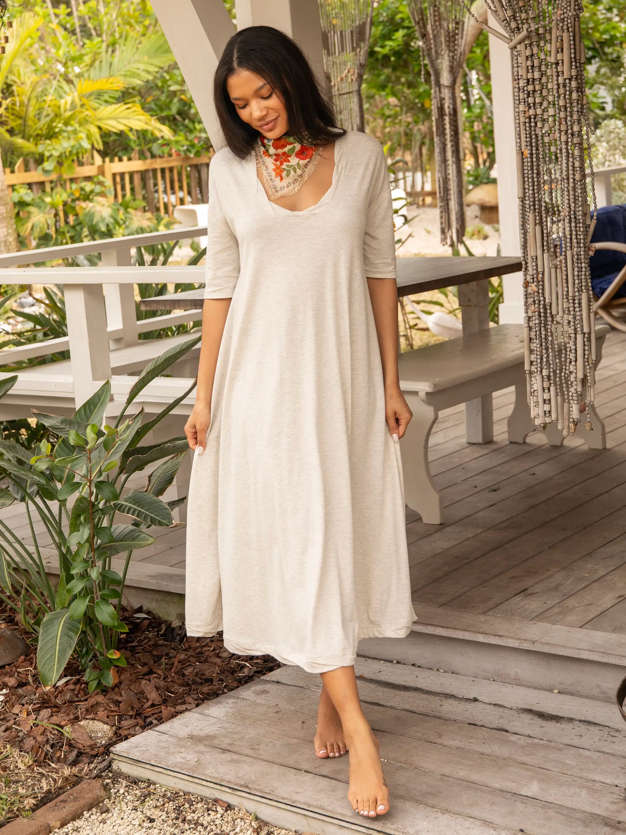 All Day Tee Dress - Oatmeal Tunics Fashionable trendy