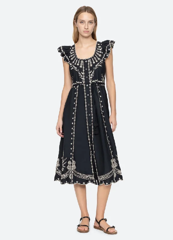 Dress Kingsley Embroide Rs25-094 Black Tunics Ceremony elegant
