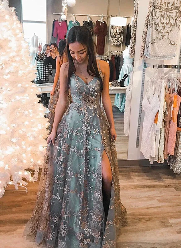A-line Tulle Sequins Long Prom Dress, Cross Back Formal Dress Party Dress Tunics Party sparkling A-line Tulle Sequins Long Prom Dress, Cross Back Formal Dress Party Dress Tunics Party sparkling
