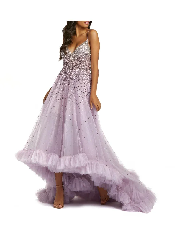 Womens Embellished High-Low Evening Dress Tunics Prom sequined