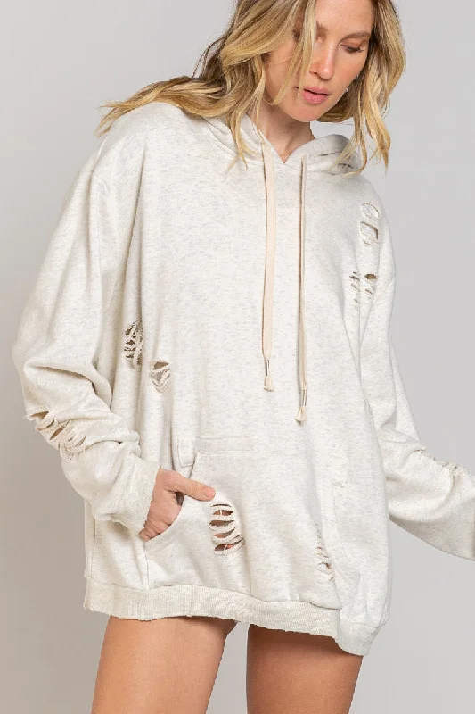 Distressed Drawstring Hoodies Hoodie Crop Top Short Trendy