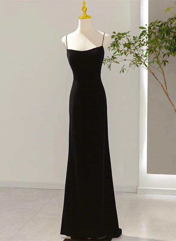 Black Mermaid Long Spaghetti Straps Prom Dress, Black Mermaid Long Party Dress Tunics Bridal satin Black Mermaid Long Spaghetti Straps Prom Dress, Black Mermaid Long Party Dress Tunics Bridal satin