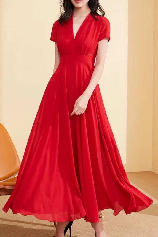 High waist swing prom bridesmaid chiffon dress 5015 Tunics Sophisticated sleek