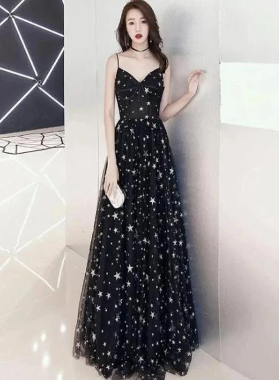 Charming Black Straps Long Party Dress, V-neckline Prom Dress Tunics Timeless classic Charming Black Straps Long Party Dress, V-neckline Prom Dress Tunics Timeless classic