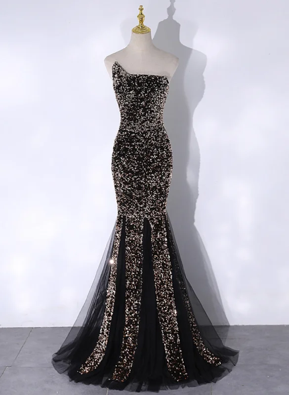 Black Mermaid Sequins Long Prom Dress, Black Evening Dress Party Dress Tunics Stylish modern Black Mermaid Sequins Long Prom Dress, Black Evening Dress Party Dress Tunics Stylish modern