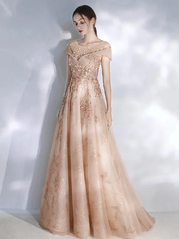 Charming Tulle Long Party Dress with Lace, A-line Long Prom Dress Formal Dress A-Line Day Work Charming Tulle Long Party Dress with Lace, A-line Long Prom Dress Formal Dress A-Line Day Work