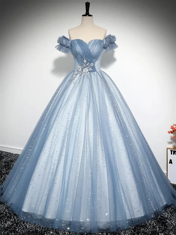 A-line Blue-Grey Tulle Sweetheart Party Dress, Tulle Long Prom Dress Evening Dress Tunics Distressed trendy A-line Blue-Grey Tulle Sweetheart Party Dress, Tulle Long Prom Dress Evening Dress Tunics Distressed trendy