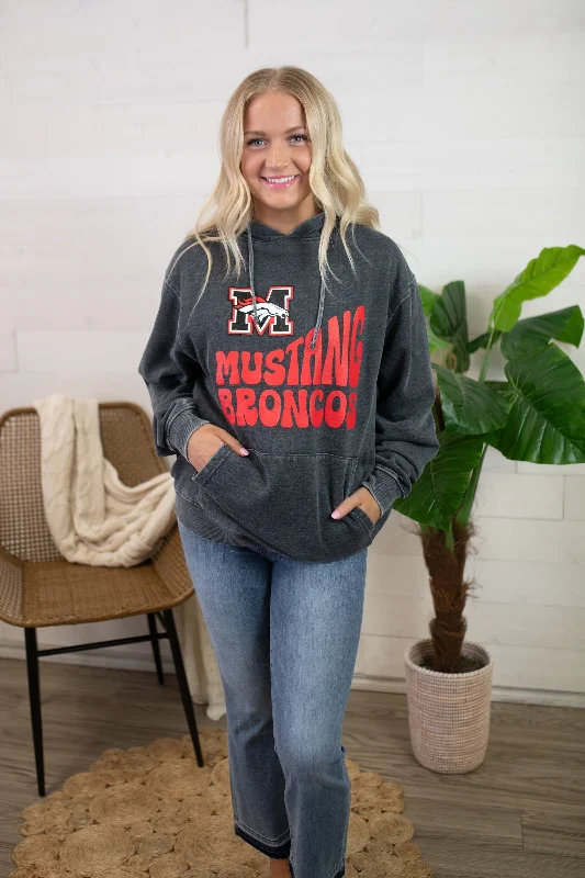 Mustang Broncos Hoodie-Charcoal Hoodie with Slim Fit Tailored Modern