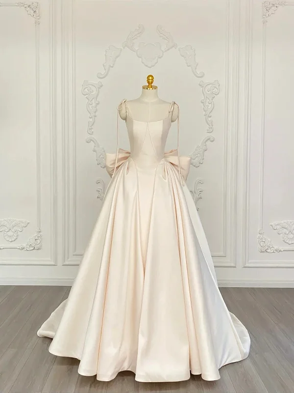 Light Champagne Satin Straps Long Party Dress, Satin Champagne Prom Dress Evening Dress Tunics Leisure comfortable Light Champagne Satin Straps Long Party Dress, Satin Champagne Prom Dress Evening Dress Tunics Leisure comfortable