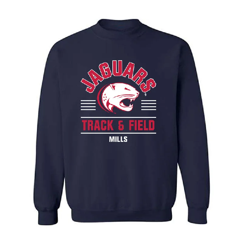 South Alabama - NCAA Women's Track & Field : Karleigh Mills - Classic Fashion Shersey Crewneck Sweatshirt Hoodie with Raw Hem Edgy Unfinished South Alabama - NCAA Women's Track & Field : Karleigh Mills - Classic Fashion Shersey Crewneck Sweatshirt Hoodie with Raw Hem Edgy Unfinished