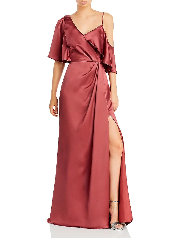 Womens Satin Maxi Evening Dress Tunics Trousers formal