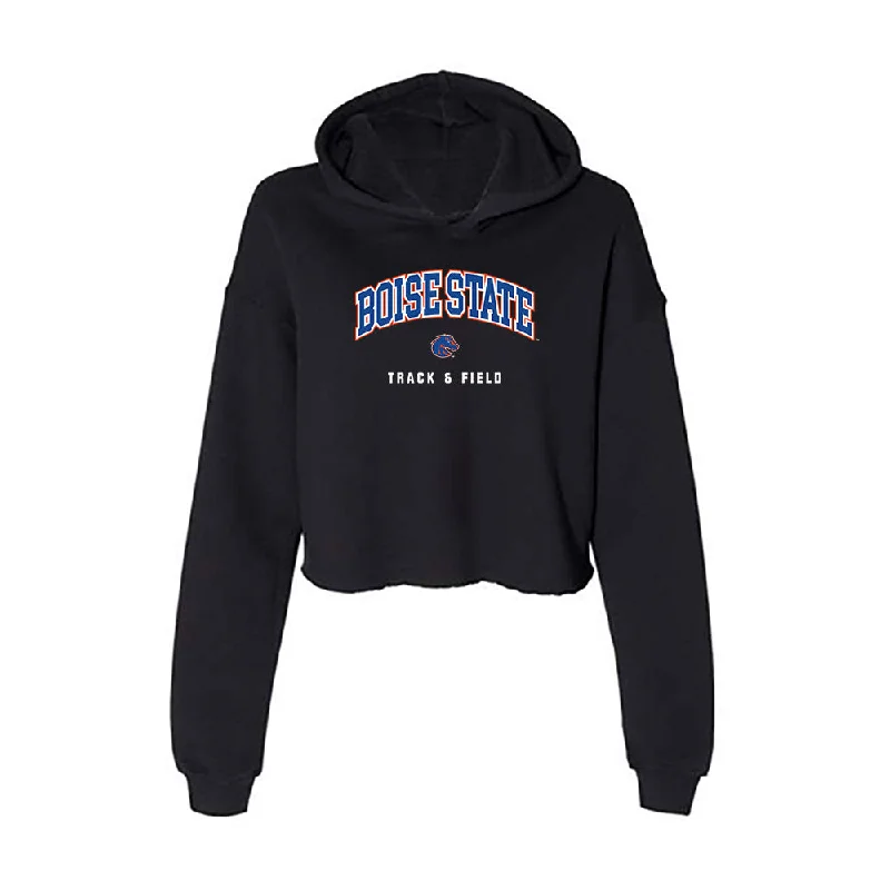 Boise State - NCAA Women's Track & Field : Macy Marquardt - Women's Crop Fleece Hoodie Hoodie with Hidden Zipper Minimalist Clean Boise State - NCAA Women's Track & Field : Macy Marquardt - Women's Crop Fleece Hoodie Hoodie with Hidden Zipper Minimalist Clean