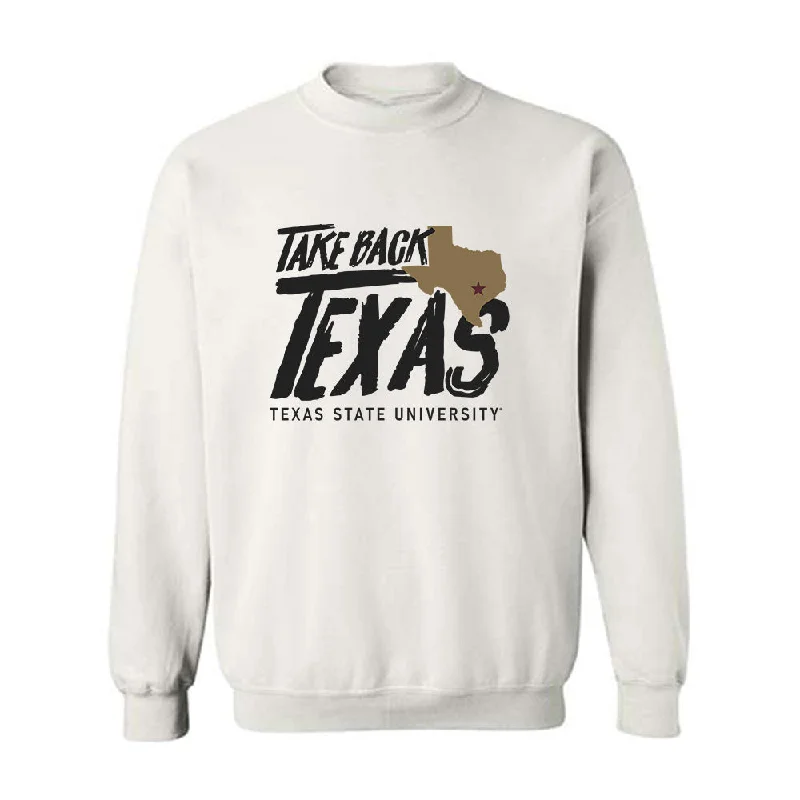 Texas State - NCAA Women's Track & Field : Stephanie Williams - Crewneck Sweatshirt Hoodie with Distressed Vintage Worn Texas State - NCAA Women's Track & Field : Stephanie Williams - Crewneck Sweatshirt Hoodie with Distressed Vintage Worn