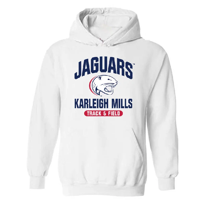 South Alabama - NCAA Women's Track & Field : Karleigh Mills - Classic Fashion Shersey Hooded Sweatshirt Hoodie with Set-In Sleeves Structured Classic South Alabama - NCAA Women's Track & Field : Karleigh Mills - Classic Fashion Shersey Hooded Sweatshirt Hoodie with Set-In Sleeves Structured Classic