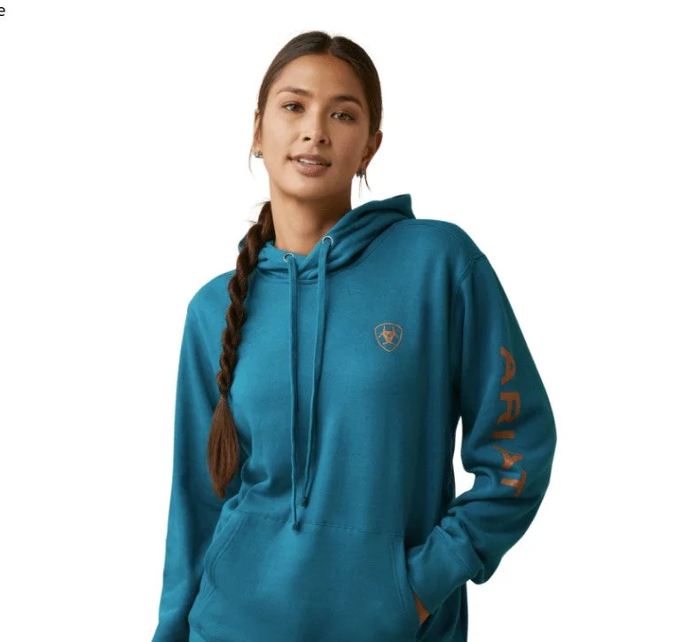 Ariat Women's Logo Hoodie Deep Lagoon Hoodie with Rhinestones Sparkly Elegant