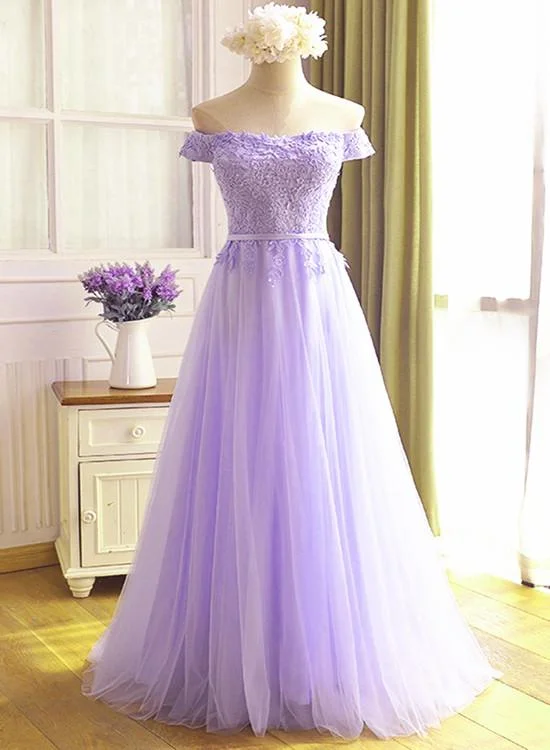Beautiful Lavender Tulle Off Shoulder Party Dress, Light Purple Bridesmaid Dress Tunics Favorite customer Beautiful Lavender Tulle Off Shoulder Party Dress, Light Purple Bridesmaid Dress Tunics Favorite customer