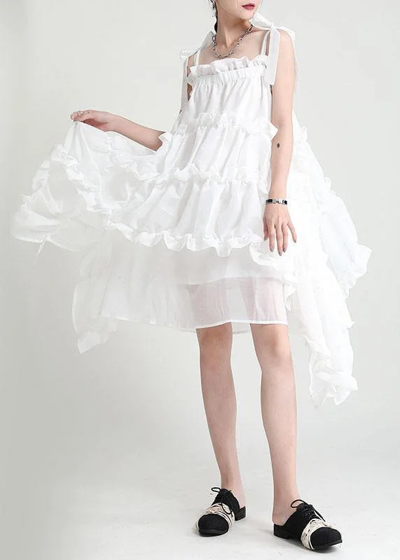 White Asymmetrical Design Patchwork Summer Tiered Party Dress Sleeveless Shift Classic Vintage White Asymmetrical Design Patchwork Summer Tiered Party Dress Sleeveless Shift Classic Vintage