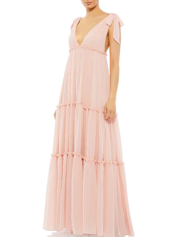 Womens Chiffon Long Evening Dress Tunics Formal black